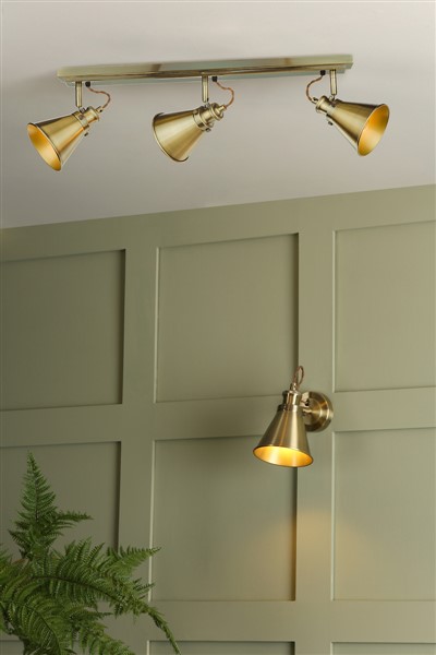 (image for) Laura Ashley Rufus 3lt Bar Spotlight Antique Brass